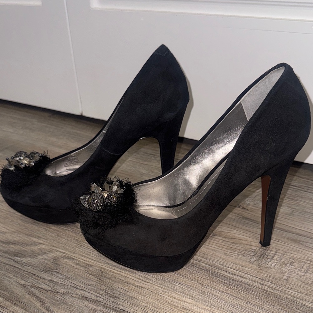 BCBGeneration Black Heels with Embellished Accents - Picture 4 of 8